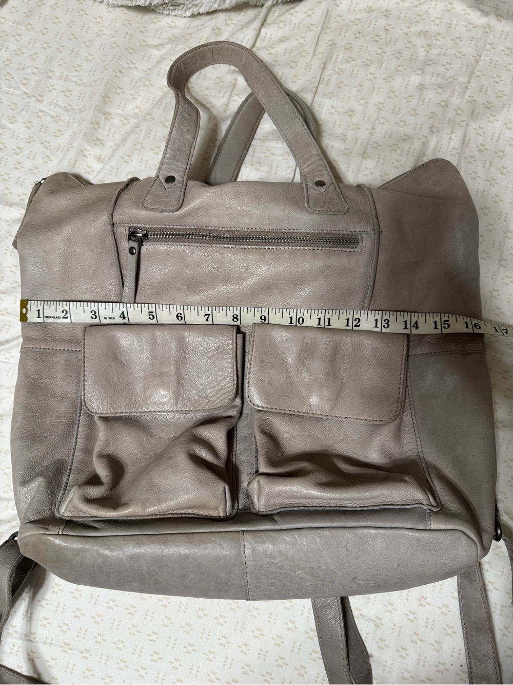 VILENCA Convertible Leather Backpack Tote in Grey - Picture 8 of 9
